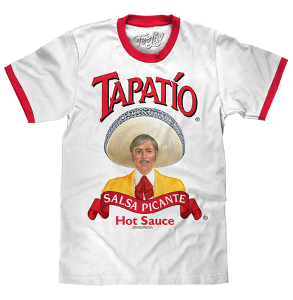 Tapatio Hot Sauce Ringer Mens T Shirt Officially Licensed White/Red