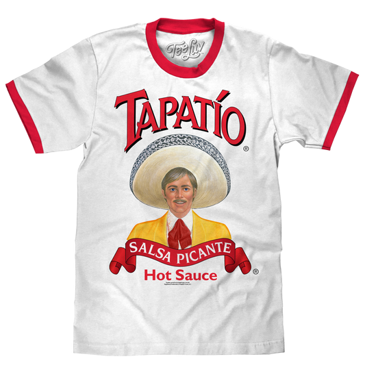 Tapatio Hot Sauce Ringer Mens T Shirt Officially Licensed White/Red