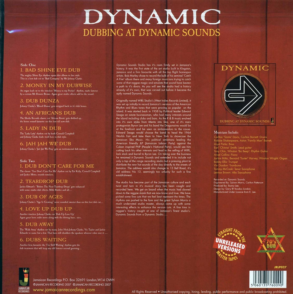 Dynamic - Dubbing At Dynamic Sounds (180g) Vinyl Record