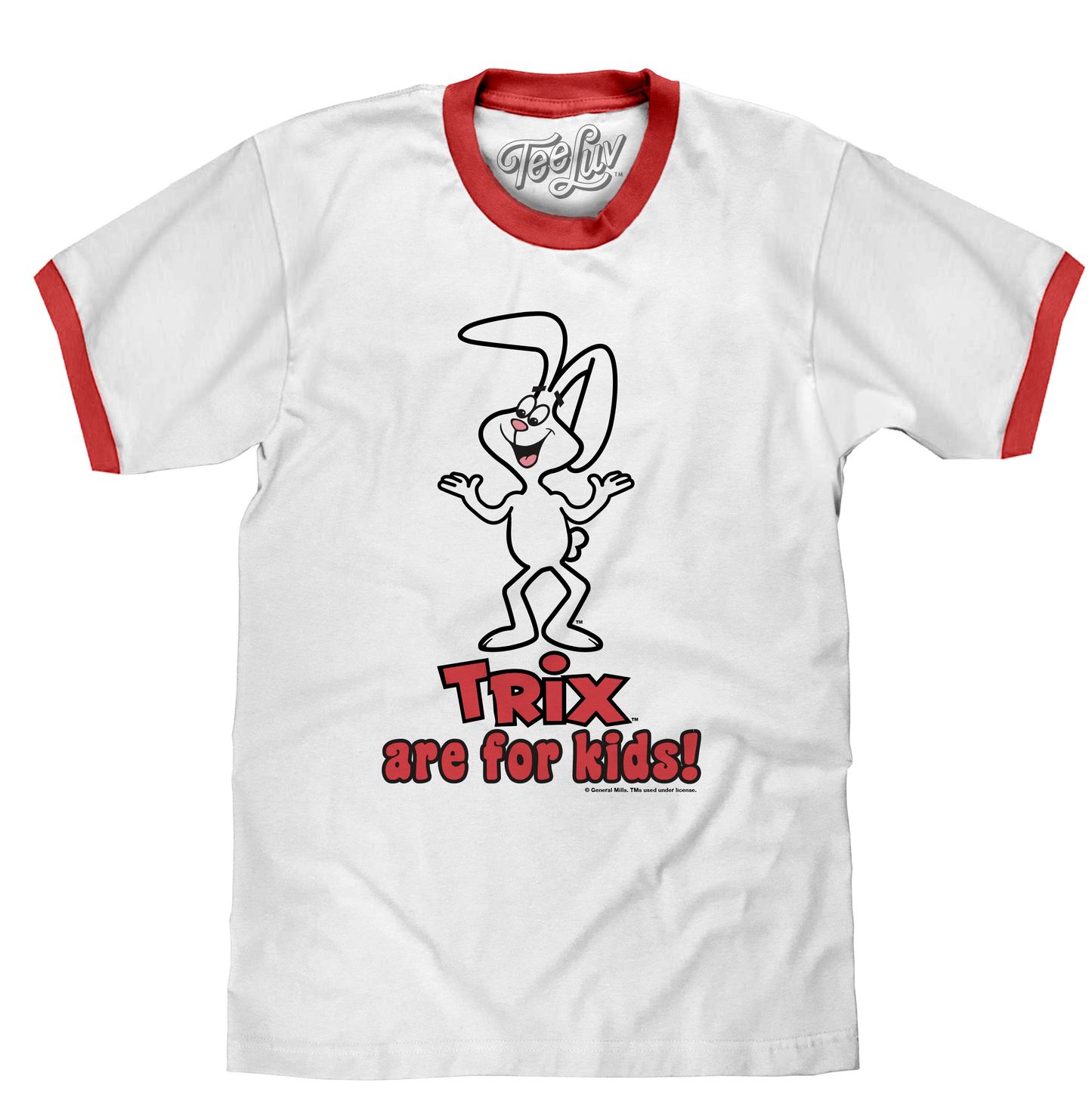 Trix are for Kids! Ringer Mens T Shirt Officially Licensed White and Red