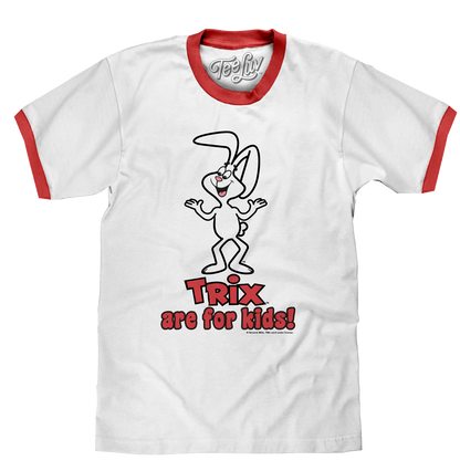 Trix are for Kids! Ringer Mens T Shirt Officially Licensed White and Red