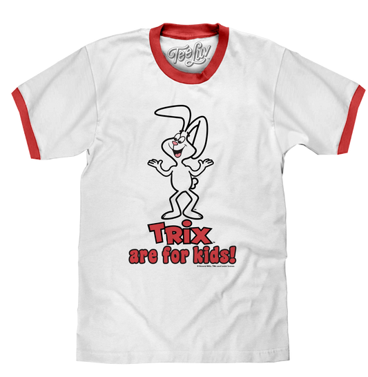Trix are for Kids! Ringer Mens T Shirt Officially Licensed White and Red