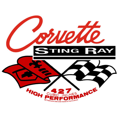 Corvette Stingray Long Sleeve T Shirt Officially Licensed - White