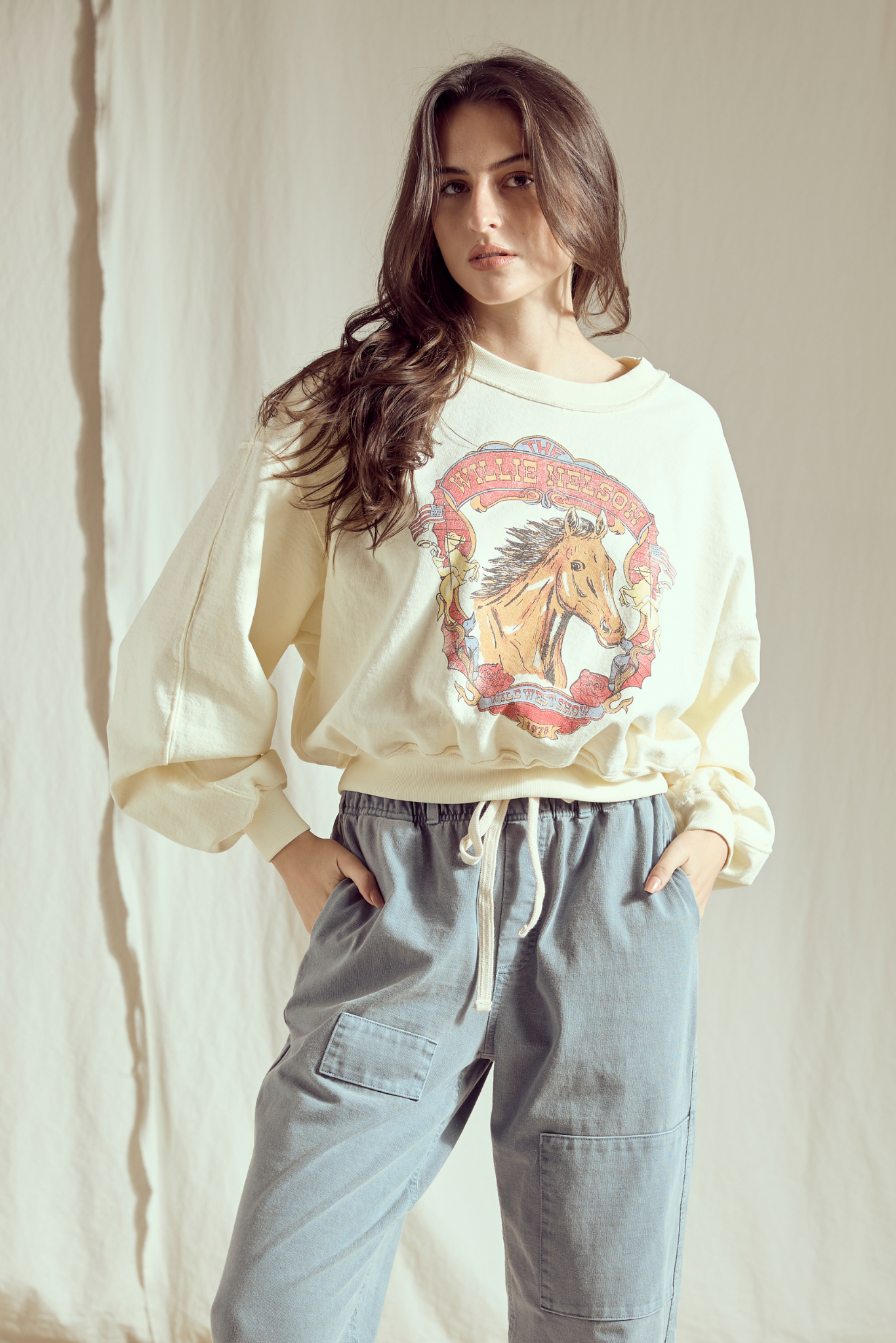 Willie Nelson Wild West Womens Sweatshirt