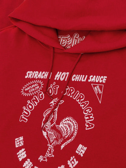 Sriracha Hot Chili Sauce Rooster Logo Hooded Sweatshirt Hoodie Officially Licensed - Red