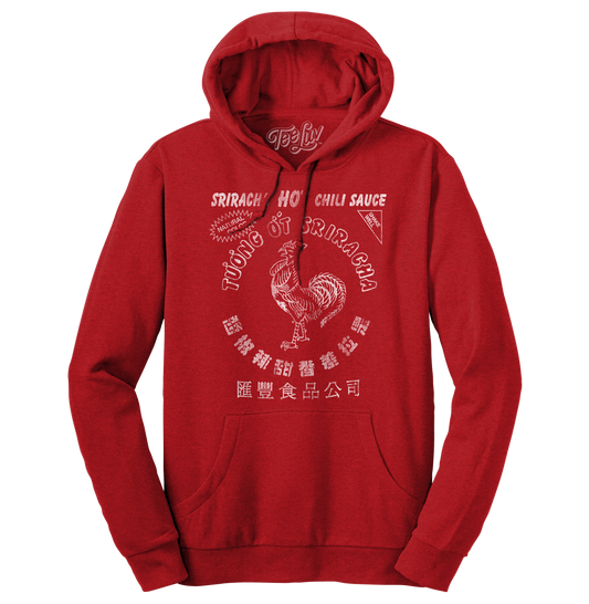 Sriracha Hot Chili Sauce Rooster Logo Hooded Sweatshirt Hoodie Officially Licensed - Red