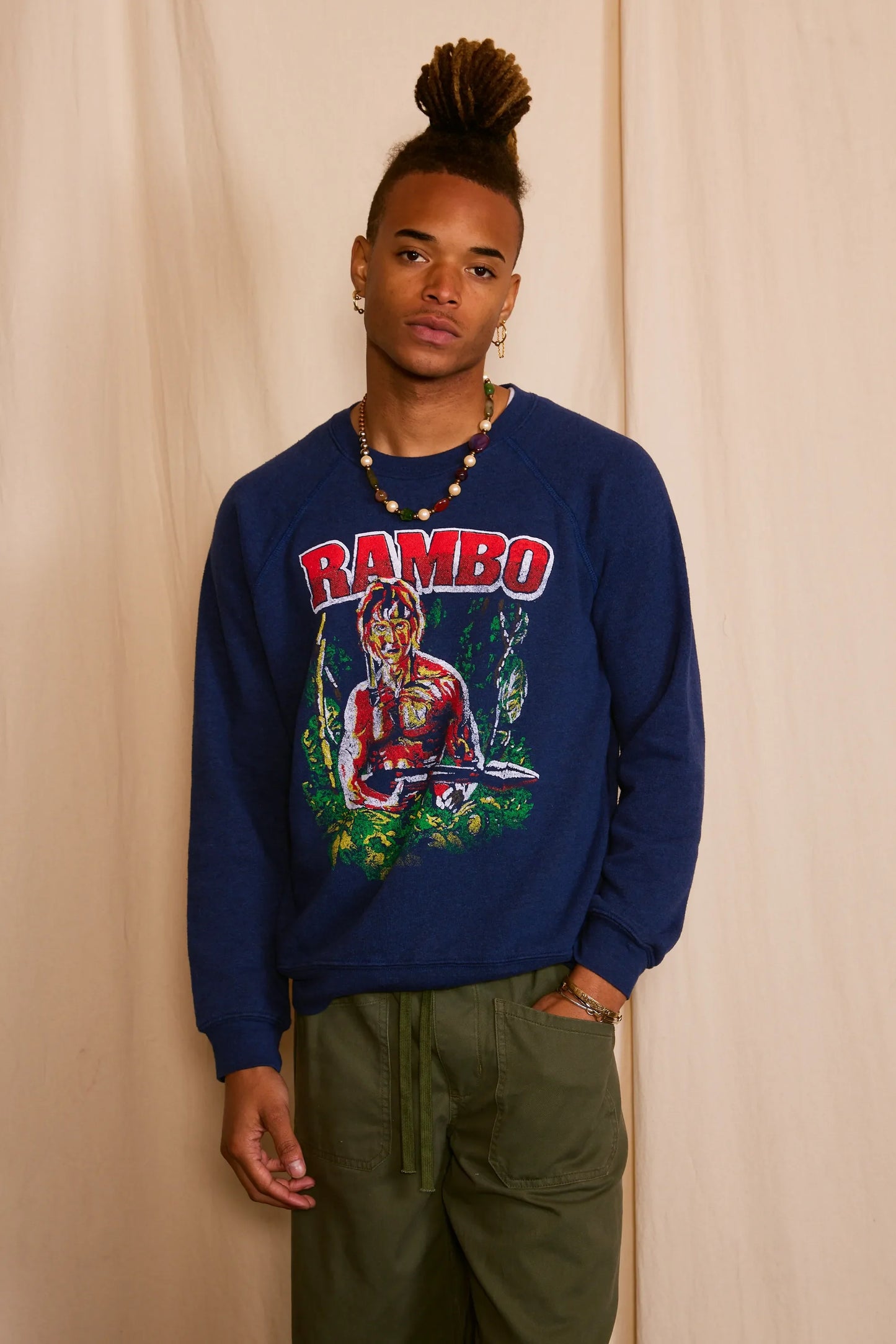 Rambo Fleece Mens Sweatshirt Navy Blue