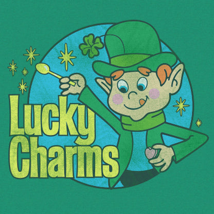Tee Luv x Comfort Colors 70s Lucky Charms Cereal Leprechaun Mens T Shirt Officially Licensed Grass Green
