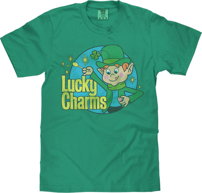 Tee Luv x Comfort Colors 70s Lucky Charms Cereal Leprechaun Mens T Shirt Officially Licensed Grass Green