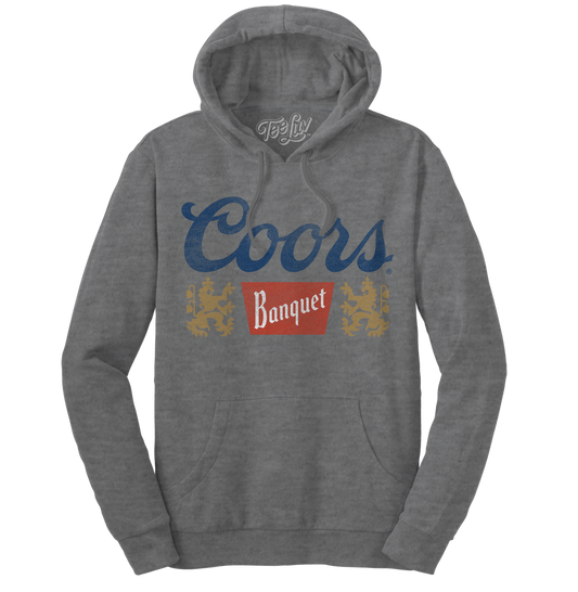 Coors Banquet Logo Hooded Sweatshirt Hoodie Officially Licensed - Oxford Gray