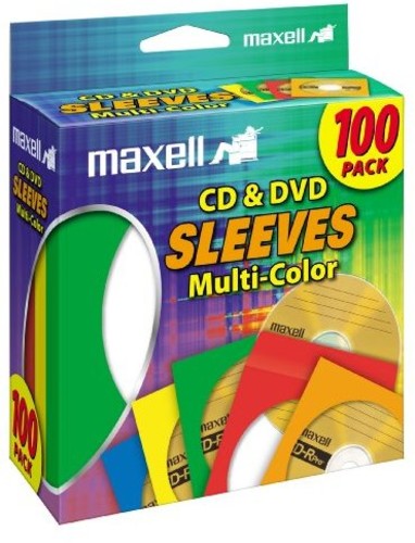 Maxell 190132 Cd/dvd Hd Paper Sleeves 100 Pk Clrs - Maxell 190132 Cd/dvd Hd Paper Sleeves 100 Pk Clrs