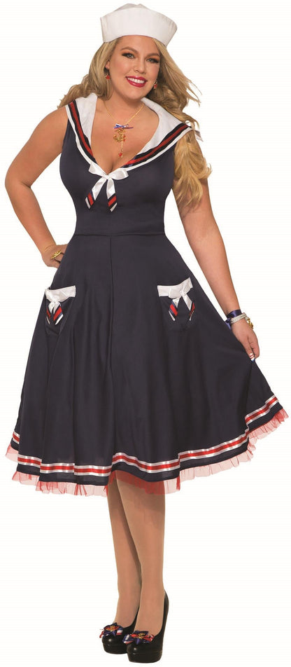Sexy Ahoy Lady Navy Blue Women's Sailor Halloween Costume Plus