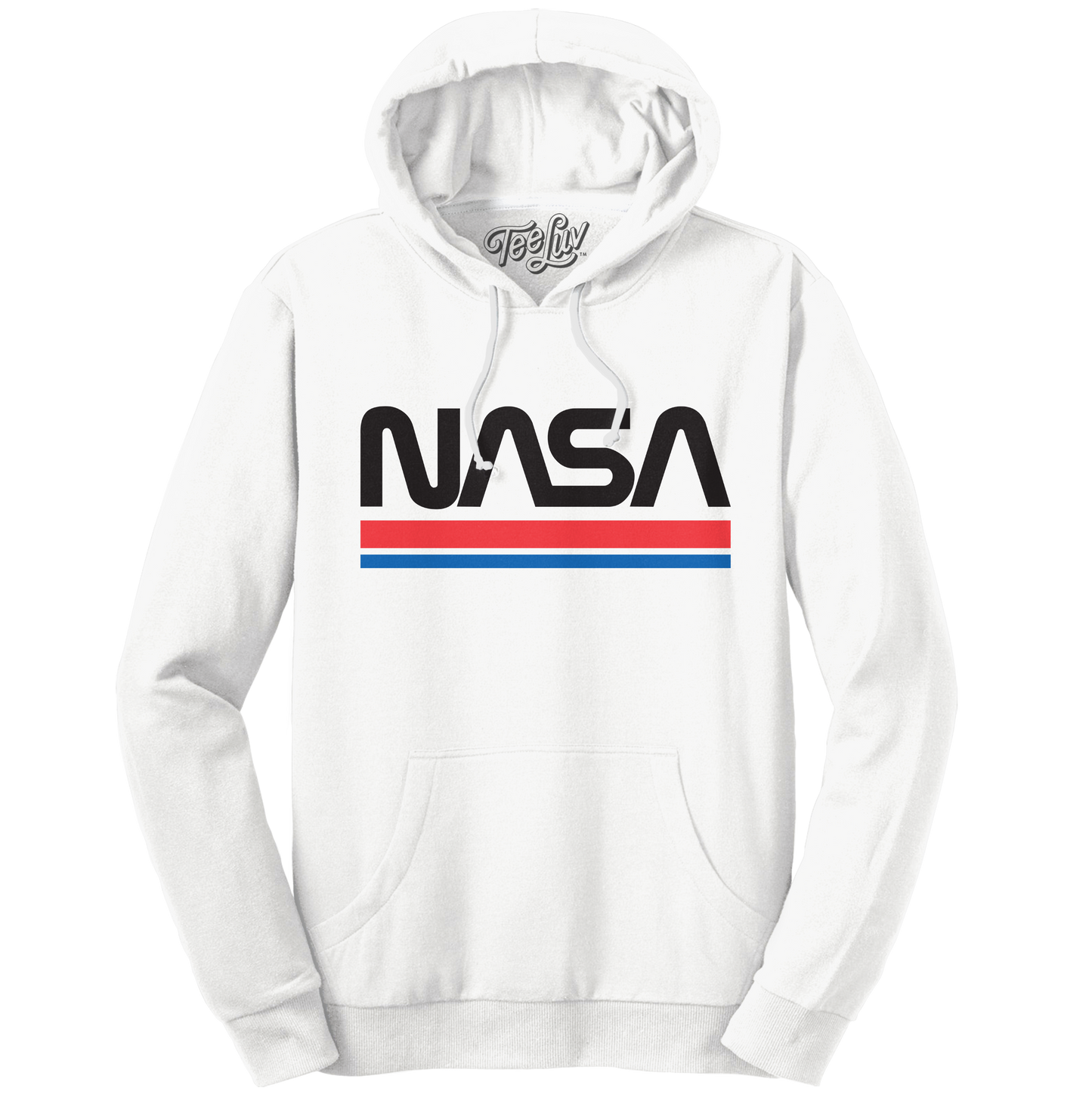 NASA Worm Logo Hooded Sweatshirt Hoodie Officially Licensed - White