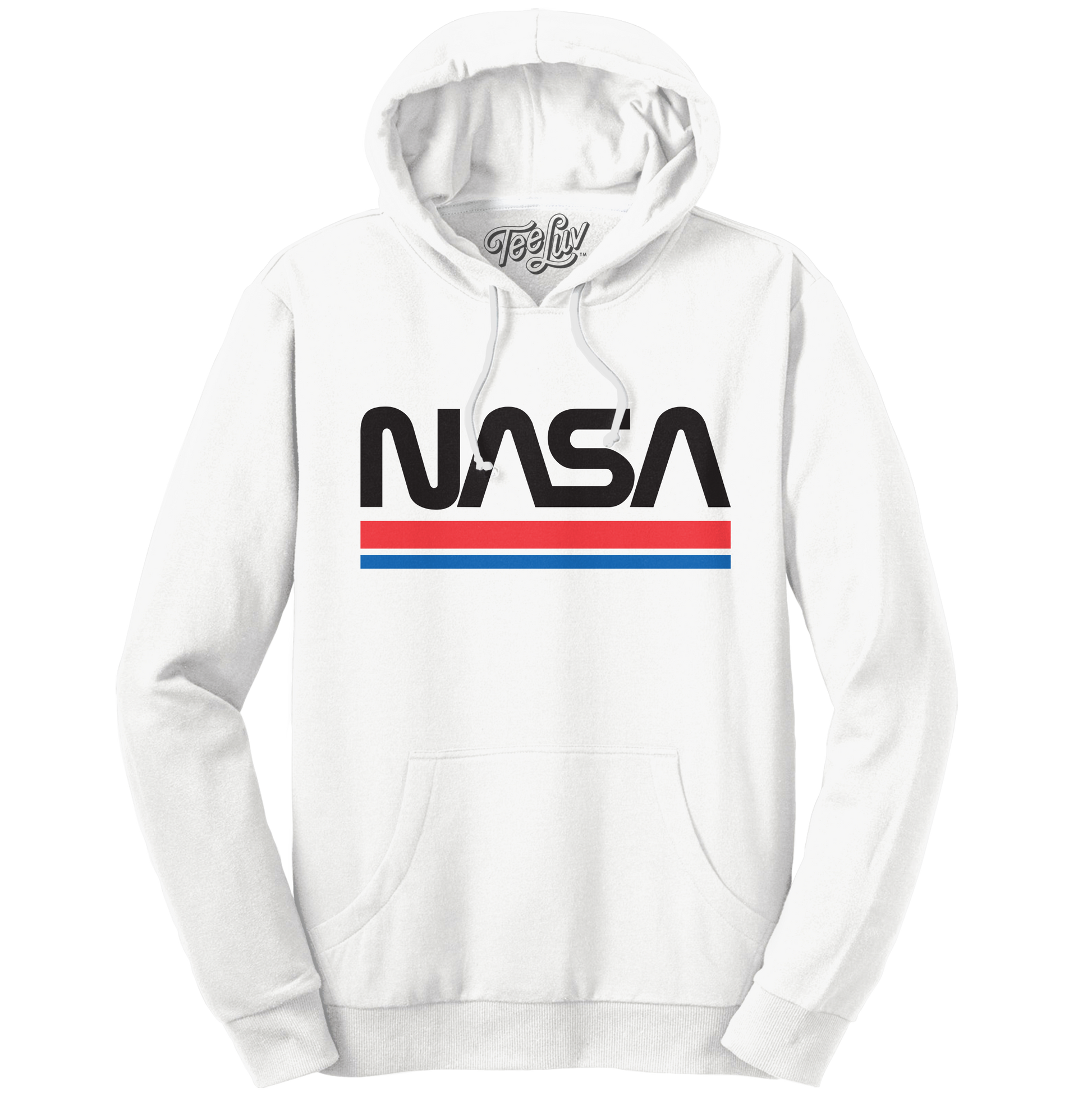 NASA Worm Logo Hooded Sweatshirt Hoodie Officially Licensed - White