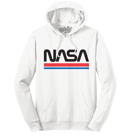 NASA Worm Logo Hooded Sweatshirt Hoodie Officially Licensed - White