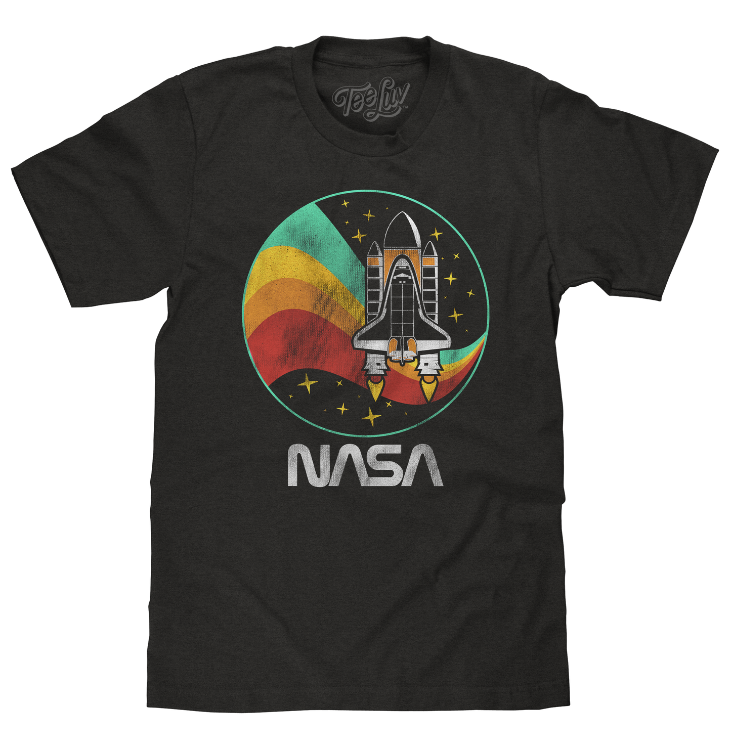 NASA Space Shuttle Worm Logo Mens T Shirt Officially Licensed Vintage Black
