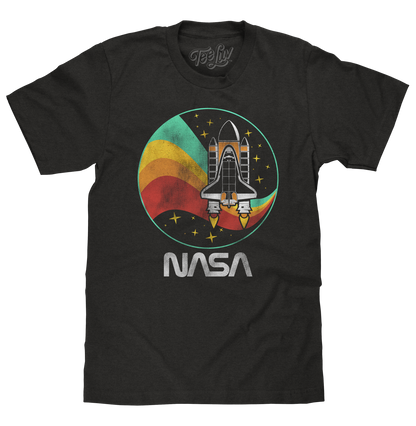 NASA Space Shuttle Worm Logo Mens T Shirt Officially Licensed Vintage Black