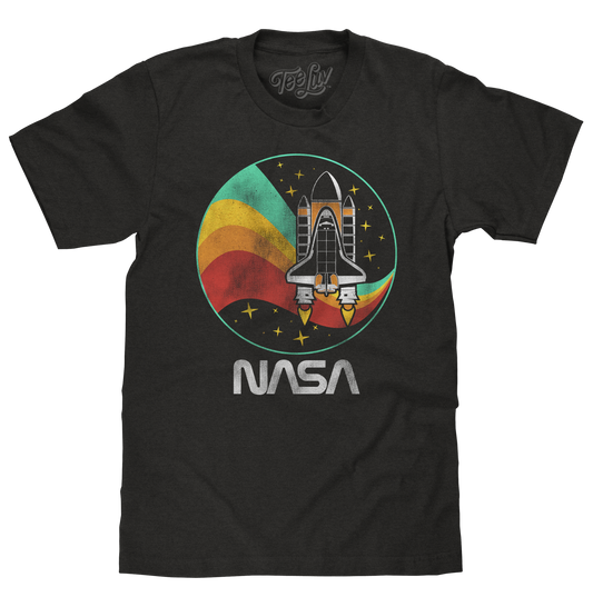 NASA Space Shuttle Worm Logo Mens T Shirt Officially Licensed Vintage Black