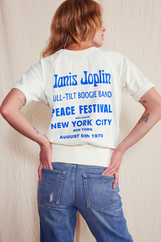 Janis Joplin NYC Womens Raglan Shirt Vintage White