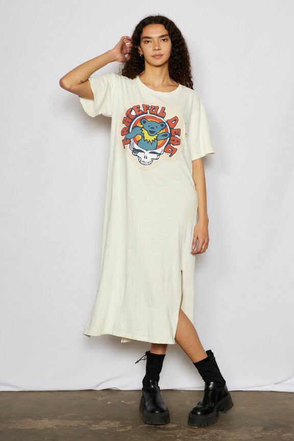 Grateful Dead Bear Maxi Dress Tee Shirt White