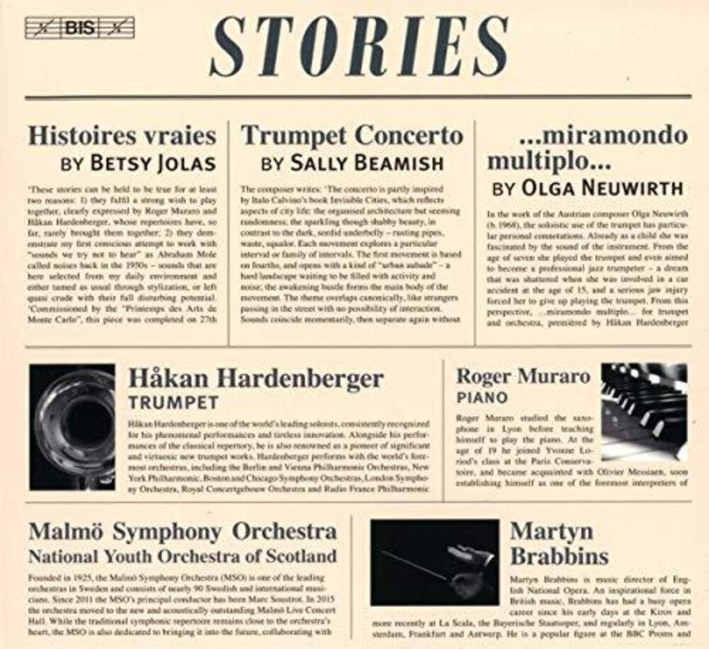 the album cover for Beamish / Hardenberger / Brabbins - Stories / Trumpet Concertos