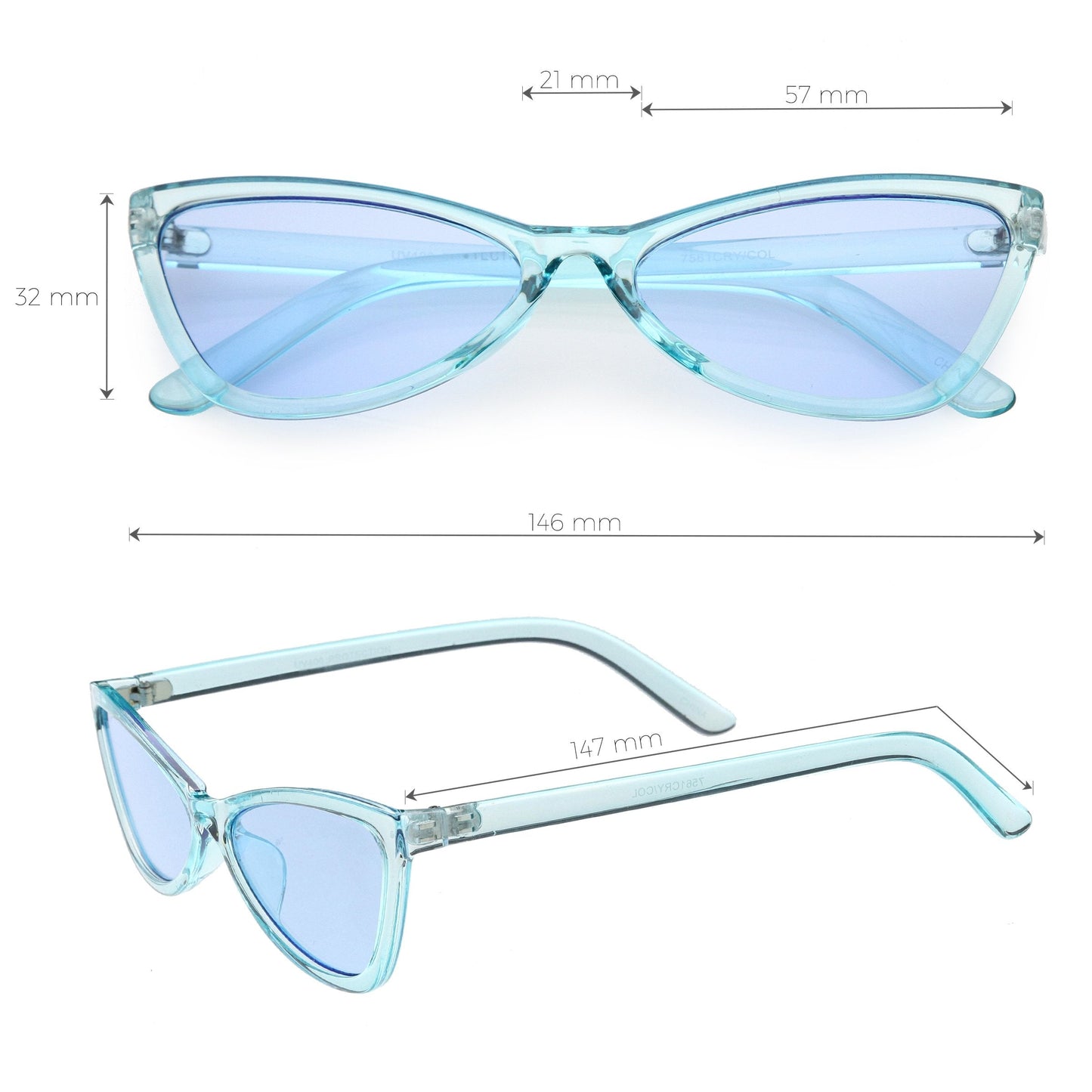 Retro Small Triangle Transparent Color Tone Lens Cat Eye Sunglasses C727