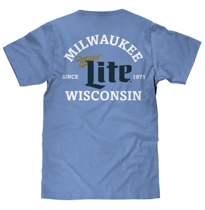 Miller Lite Milwaukee Wisconsin Mens T Shirt Officially Licensed Blue
