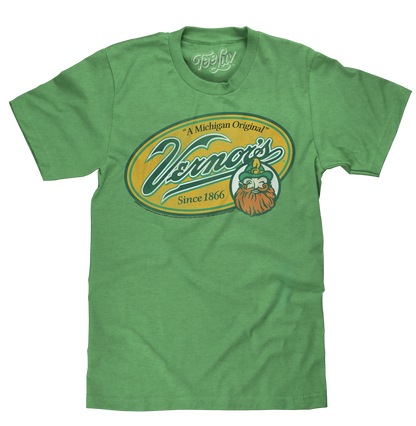 Vernor's Ginger Ale Michigan Original Mens T Shirt Officially Licensed Heather Kelly Green