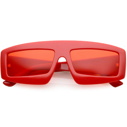 Retro Modern Rectangle Flat Lens Color Tinted Sunglasses C747