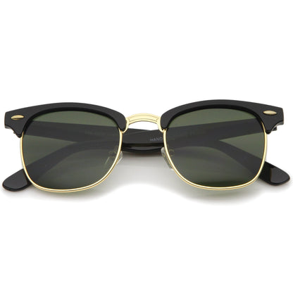 Indie Half Frame Horned Rim Vintage Inspired Sunglasses 2934