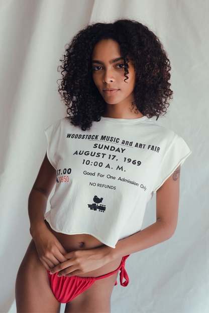 Woodstock Entry Womens Top Shirt Vintage White