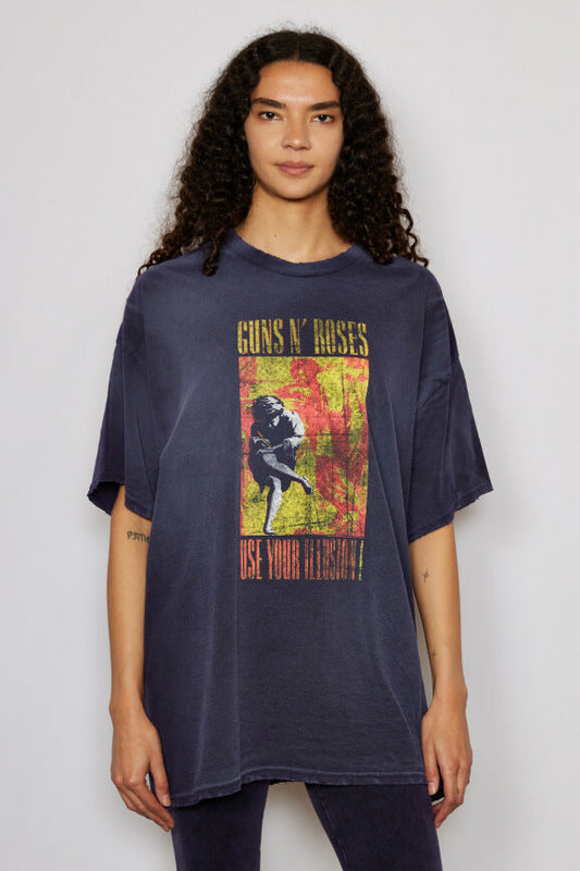 Guns N Roses Illusion Oversized Womens Tee Shirt Blue