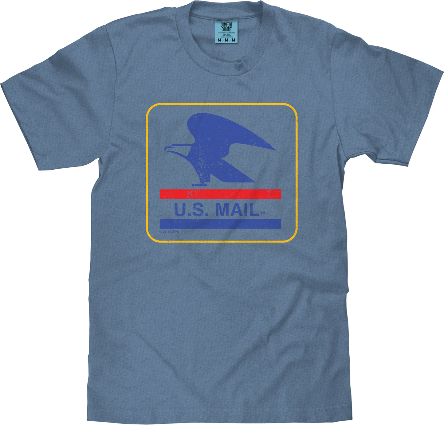 Tee Luv x Comfort Colors USPS U.S. Mail Eagle Mens T Shirt Officially Licensed Blue Jean