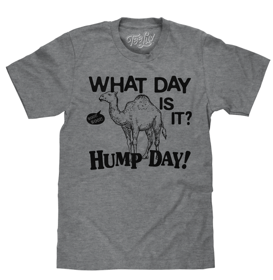WHat Officially Licensed Day Is It? Hump Day Camel Mens T Shirt Officially Licensed Gray