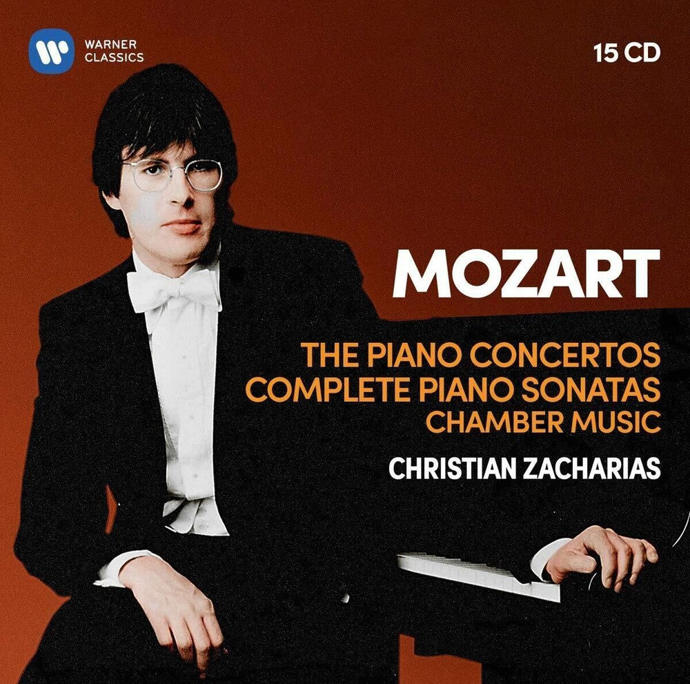 the album cover for Christian Zacharias - Mozart: Piano Concertos 5-27, 19 Piano Sonatas, Piano Quartets 1-2