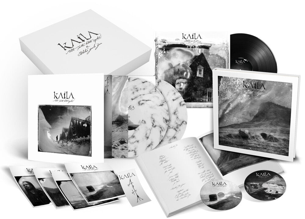 Allt Thetta Helvitis Myrkur (Hardcover Book) (White/Black Marble) [LP] Vinyl Record