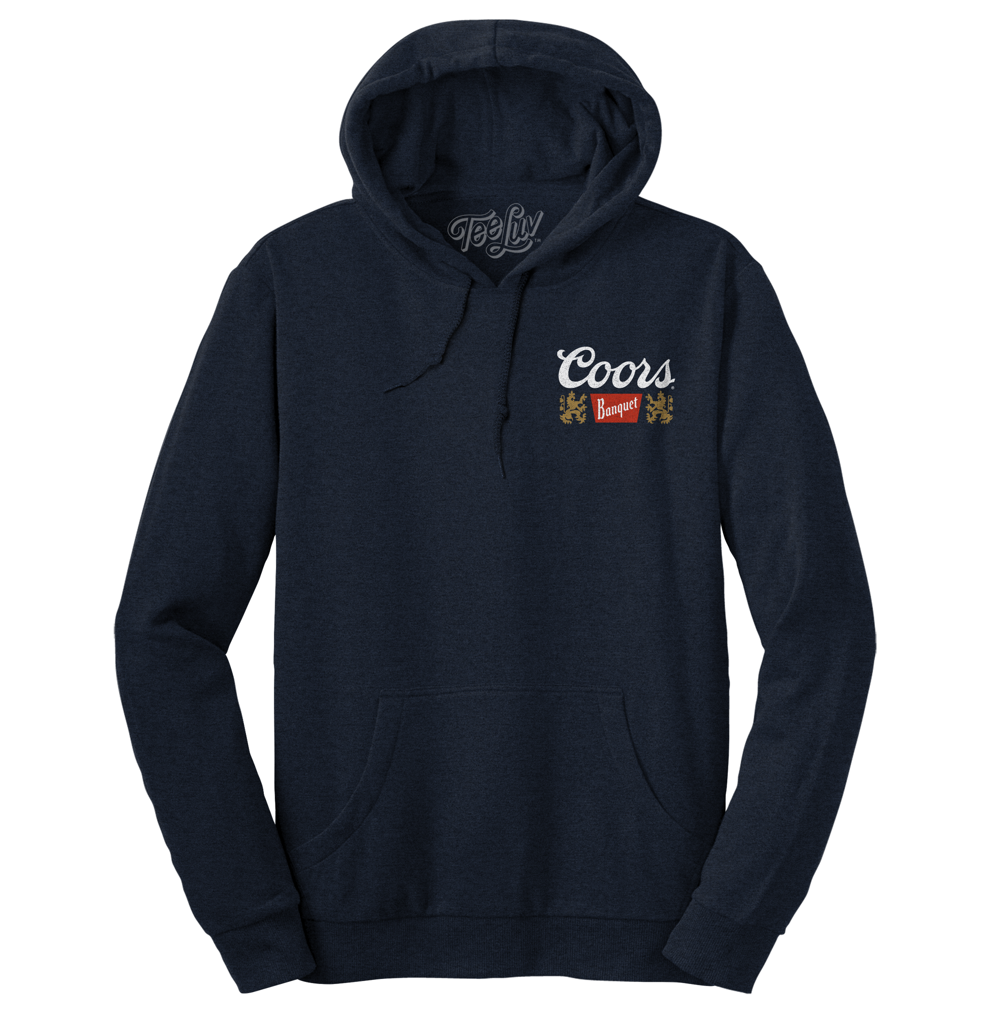 Coors Banquet Beer Double Sided Graphic Hooded Sweatshirt Hoodie Officially Licensed - Navy Blue