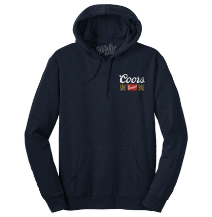 Coors Banquet Beer Double Sided Graphic Hooded Sweatshirt Hoodie Officially Licensed - Navy Blue