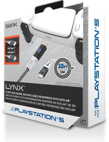 Bionik Bnk-9081 Ps5 Lynx Charge Cable 10ft Blk/wht - Bionik Bnk-9081 Ps5 Lynx Charge Cable 10ft Blk/wht - Game Accessories