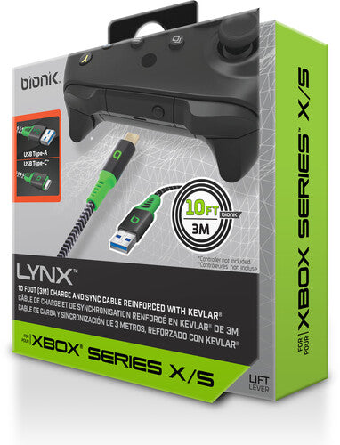 Bionik Bnk-9082 Xbsx Lynx Charge Cable 10ft Bk/grn - Bionik Bnk-9082 Xbsx Lynx Charge Cable 10ft Bk/grn - Game Accessories