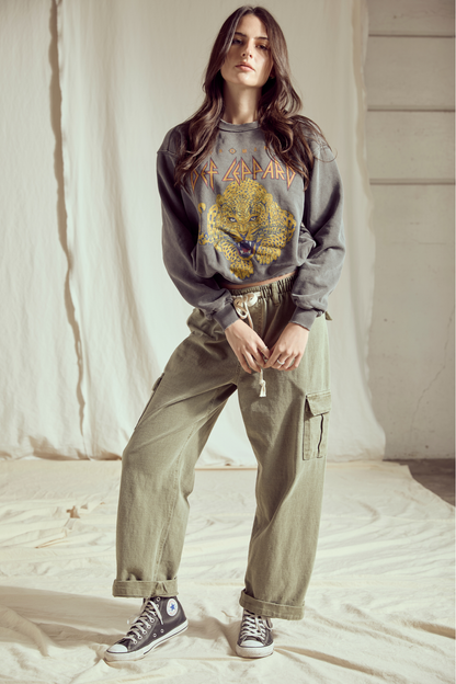 Def Leppard Upcycle Golden Sweatshirt Vintage Black