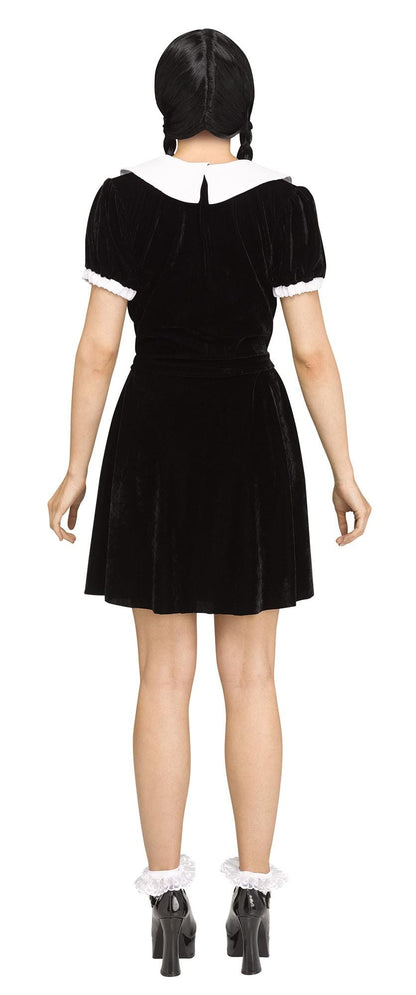 Gothic Girl Black Dress Wednesday Adams Adult Costume  M/L 10-14