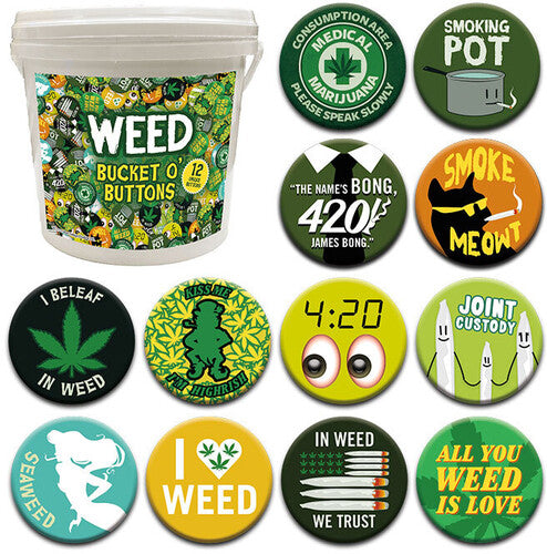 Weed 144 Pc Bucket O' Buttons - Weed 144 Pc Bucket O' Buttons - Novelties