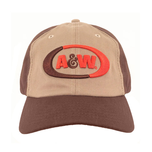 A&W Root Beer Logo Baseball Hat Officially Licensed - Brown and Tan