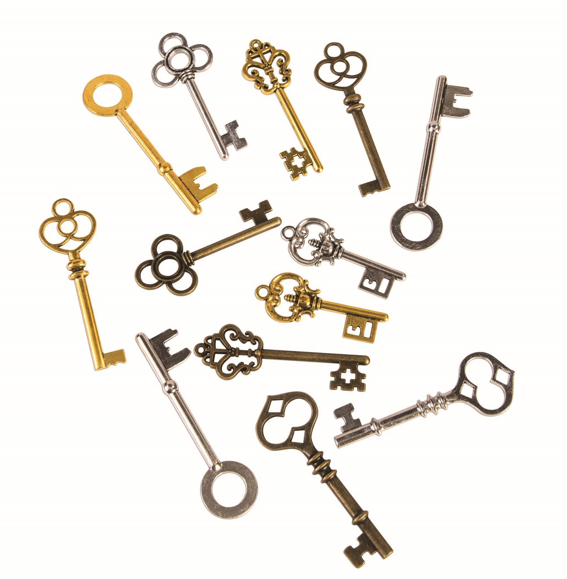 Bag of Old Steampunk Keys Halloween Costume Accessory 12 Pieces