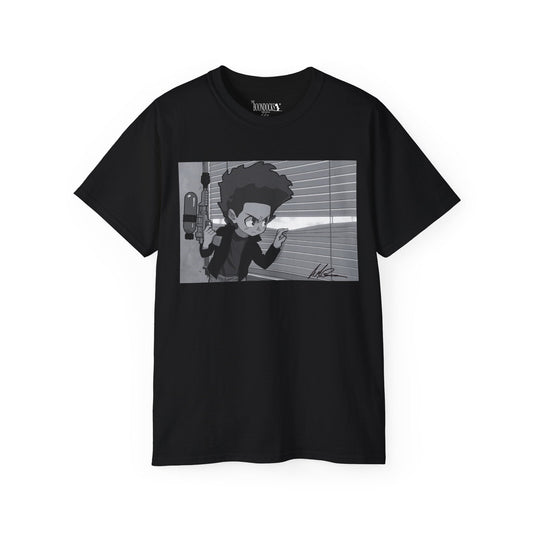 The Boondocks - Huey Packing Heat Black And White Eco Mens T Shirt