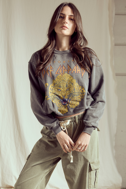 Def Leppard Upcycle Golden Sweatshirt Vintage Black