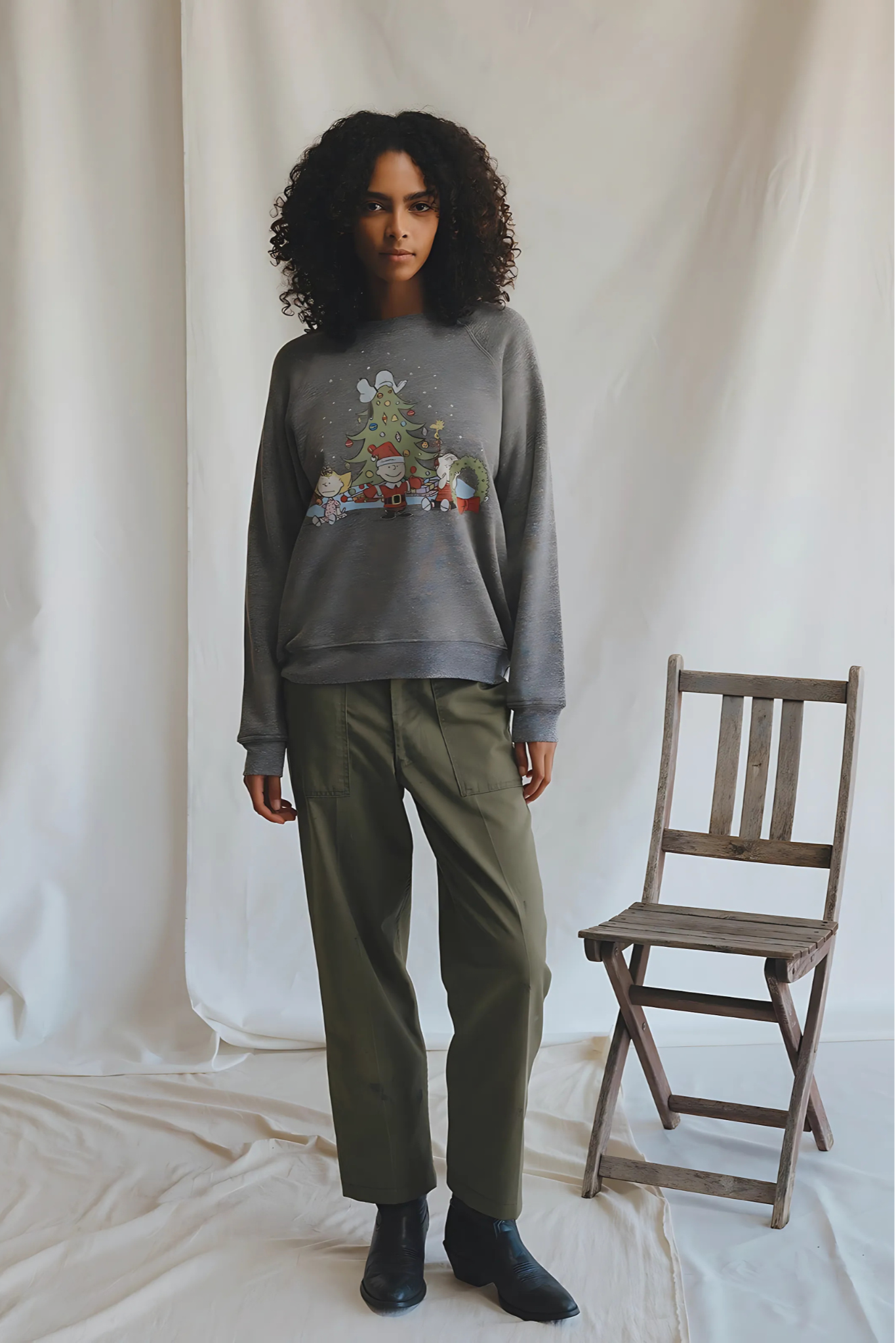 Peanuts Christmas Womens Sweatshirt Grey
