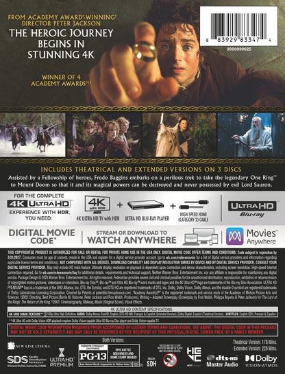 The Lord Of The Rings: The Fellowship Of The Ring - Steelbook [4K Ultra HD + Blu-ray + Digital]