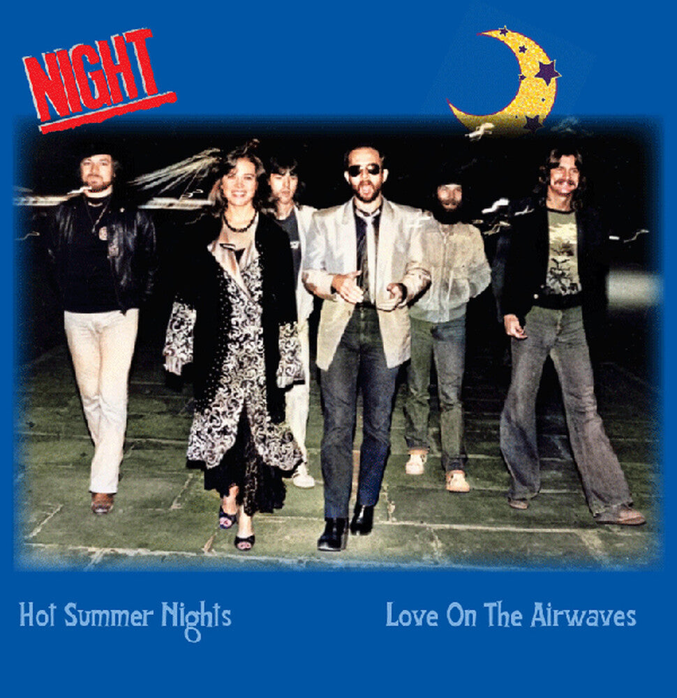 the album cover for Night - Hot Summer Nights / Love On The Airwaves (Blue)
